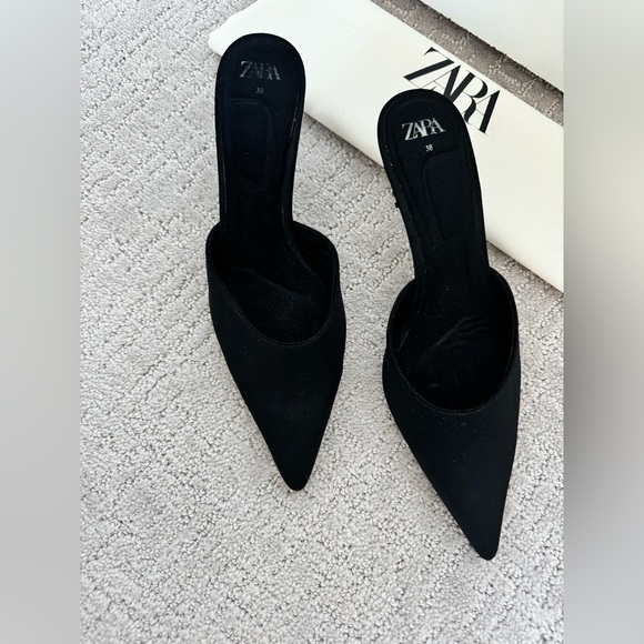 Zara Black Heeled Mules - Picture 2 of 4